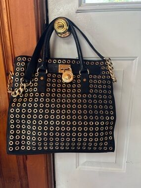 Michael Kors Black Tote with Gold Eyelet Hardware
